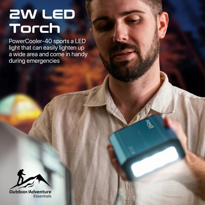 Promate PowerCooler-40 CoolFast™ 40 Liters Portable Outdoor Mini Refrigerator with 52000mAh Powerpack