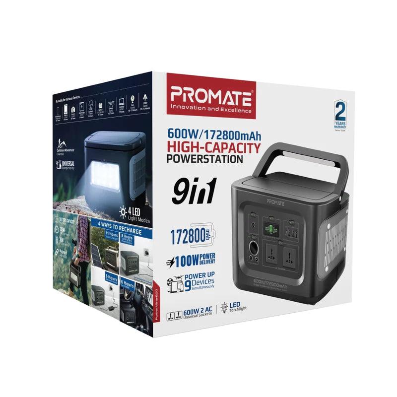 PROMATE PowerMine 600W High Capacity 172800mAh Power Station - Black