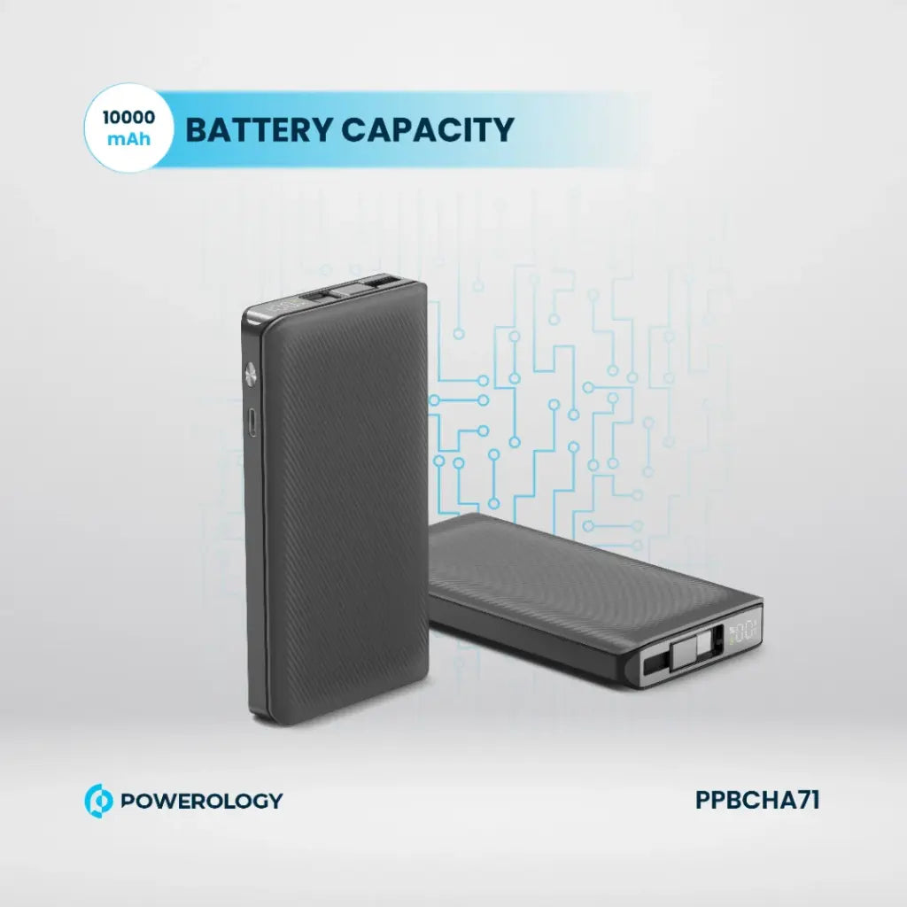 Powerology 10000mAh Retractable Cable Power Bank – 22W