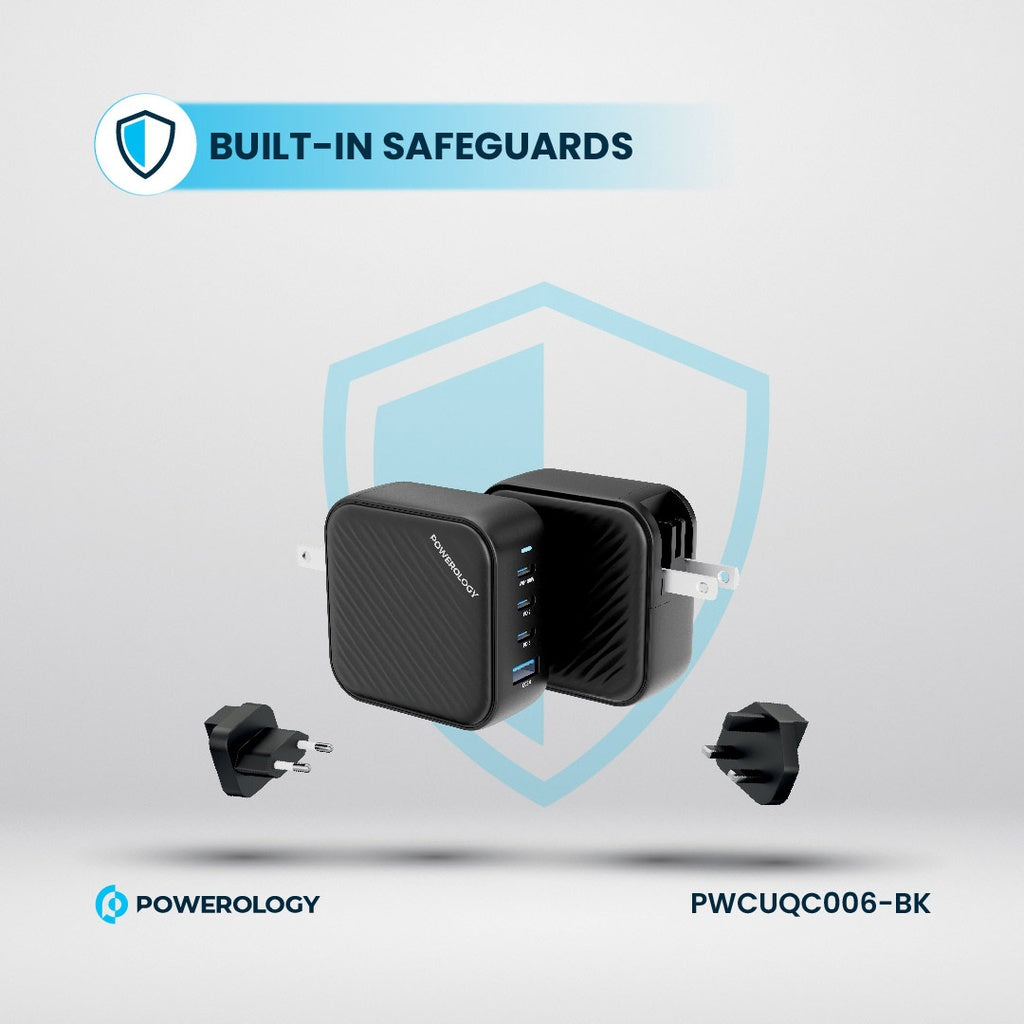Powerology 100W World Travel Charger | 3 PD + 1 QC3.0 Ports