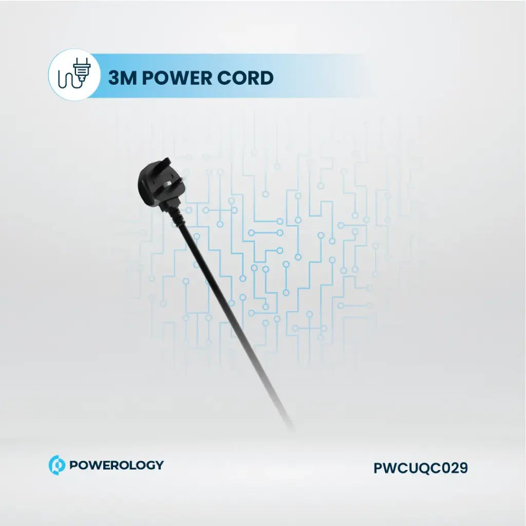 مشترك كهرباء Powerology 2500W بـ4 منافذ وكوابل مدمجة