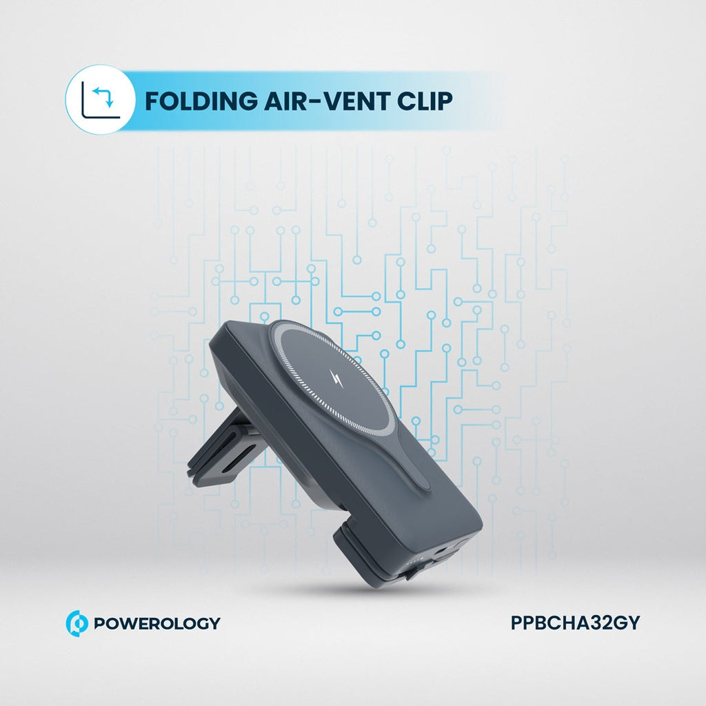 Powerology 5000mAh Magnetic Wireless Car Charger Mount
