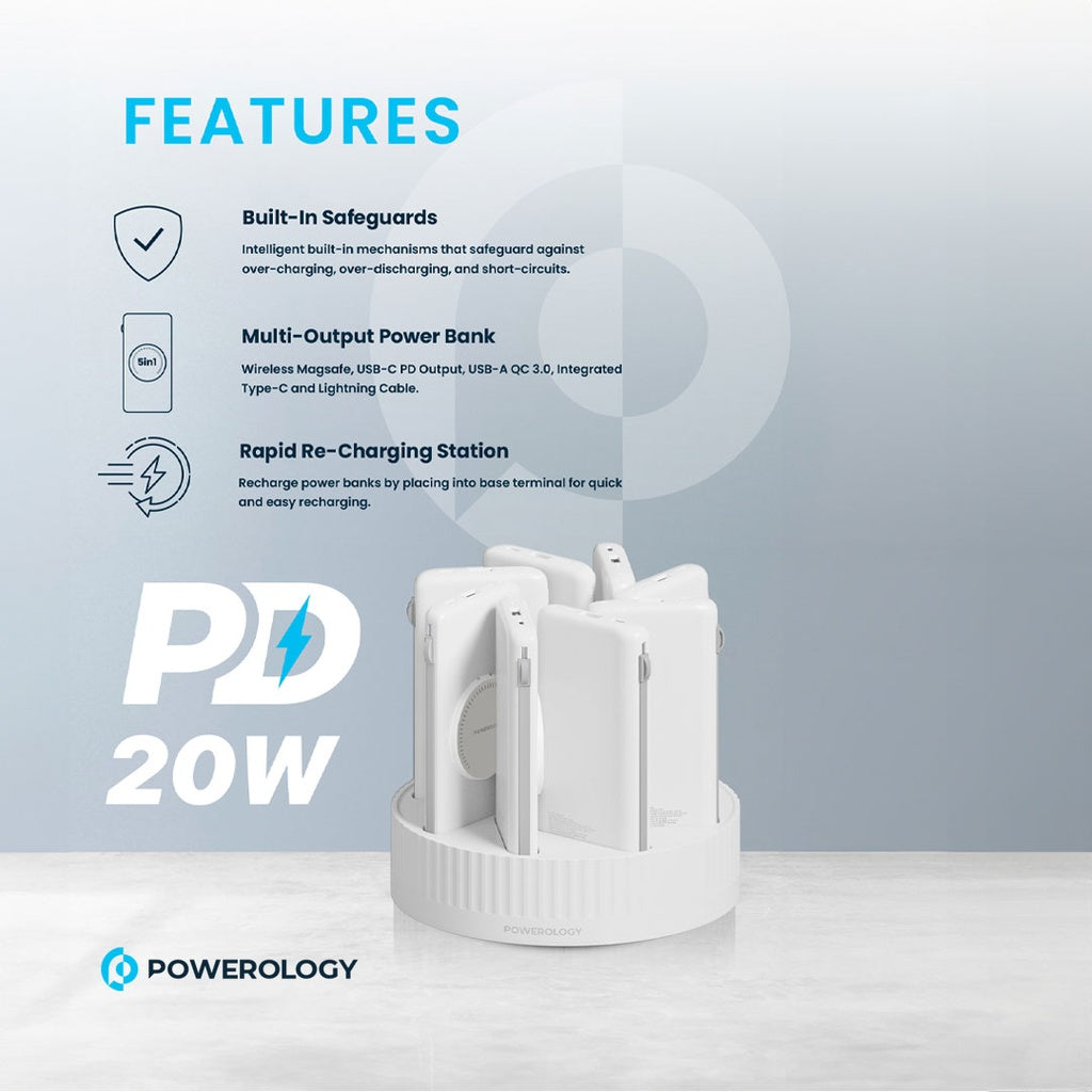 Powerology 8 in 1 Wireless Power Bank Station 10000mAh