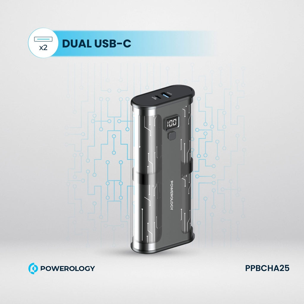 Powerology Crystalline 20000mAh 65W PD Fast Power Bank