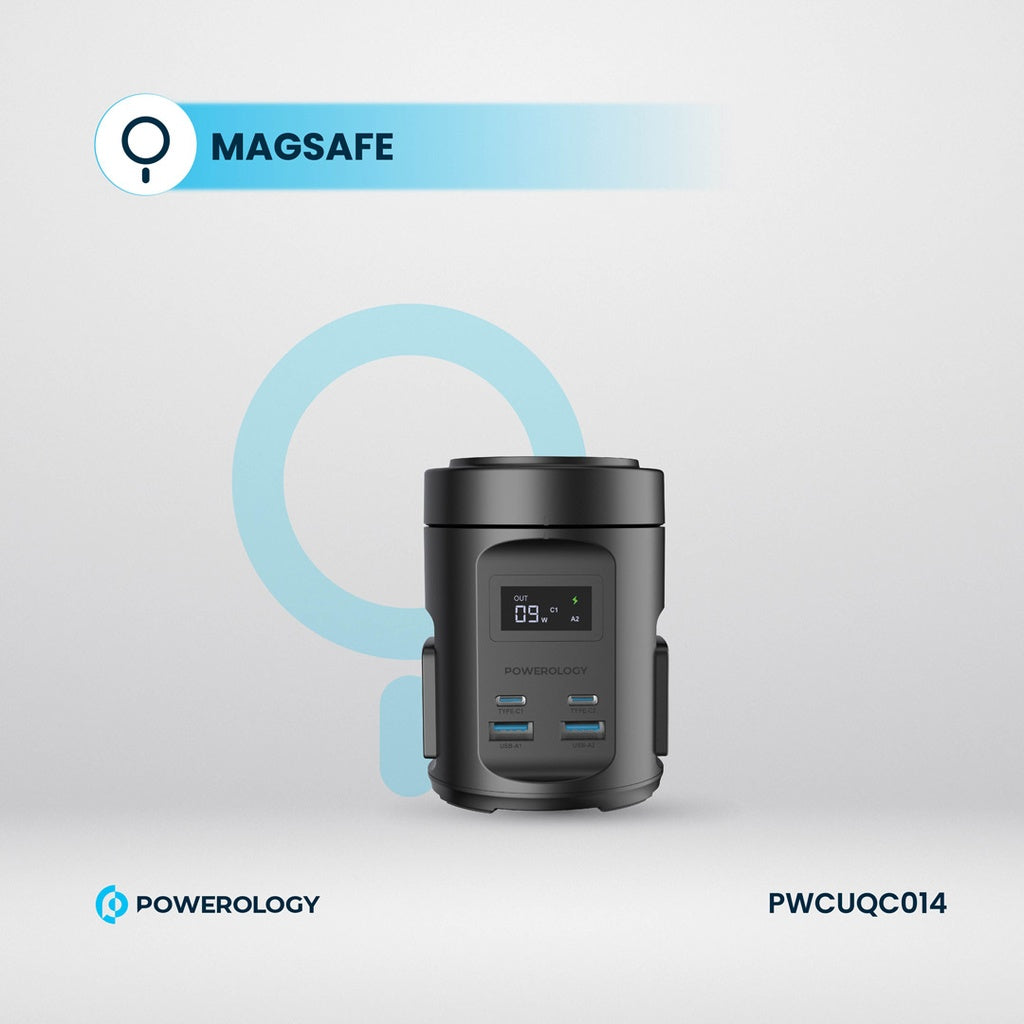 Powerology MagSafe Hub with USB-C PD & USB-A QC 3.0 – Fast Charging