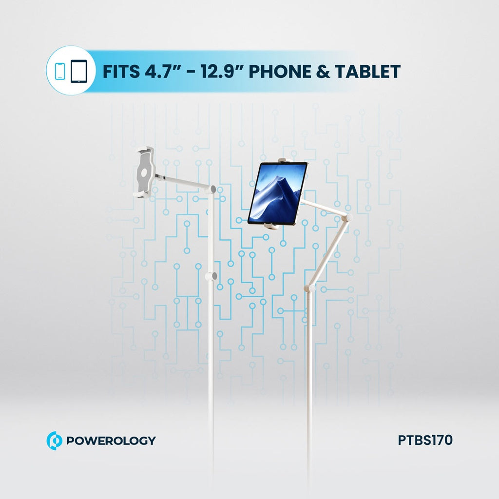 Powerology Floor Stand with Metal Base for Phone & Tablet – White
