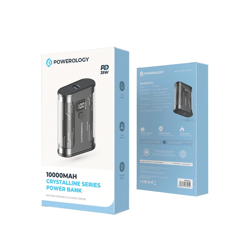 Powerology Crystalline 10000mAh PD 35W Fast Power Bank