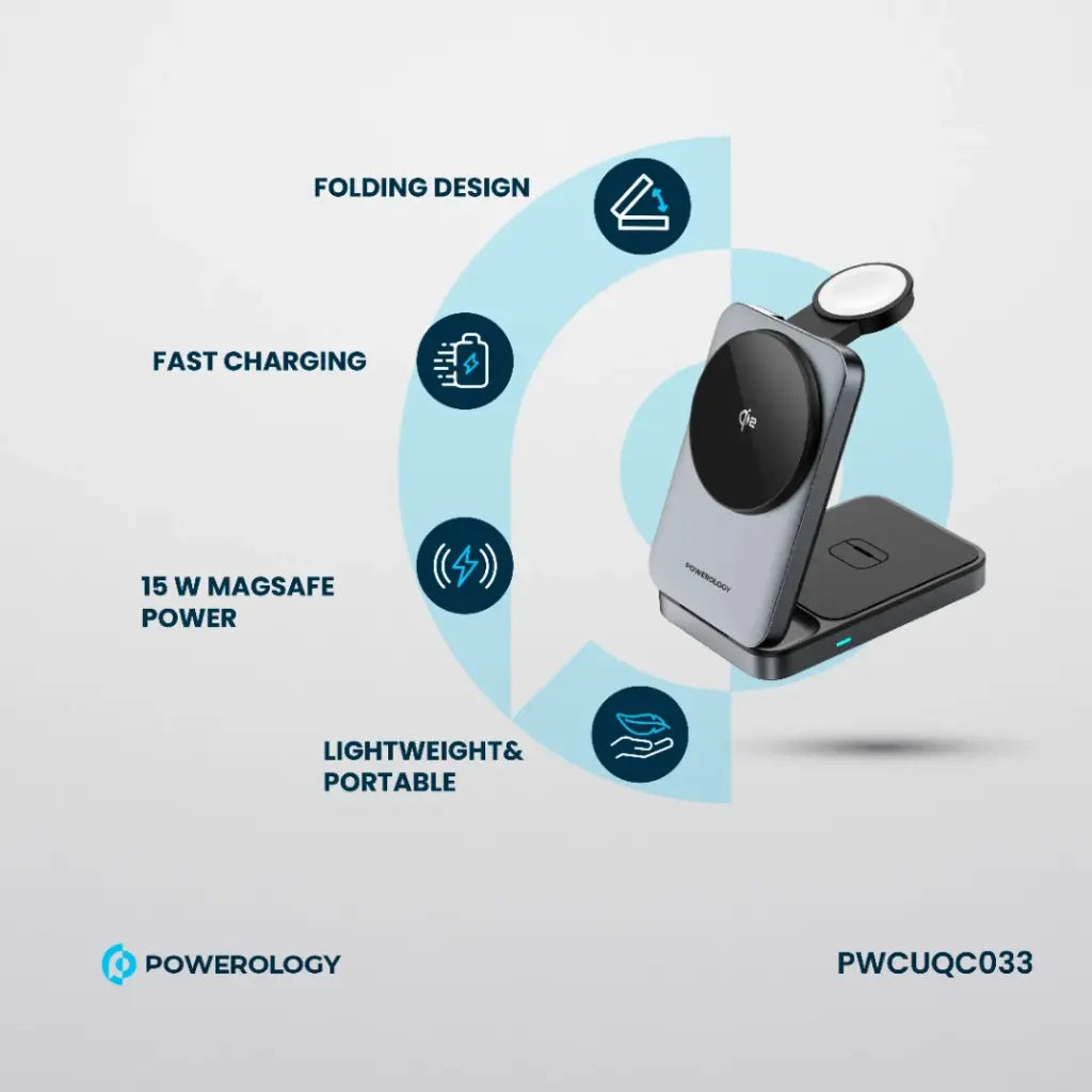Powerology Qi2 Multi-Device Fast Charging Hub – Black