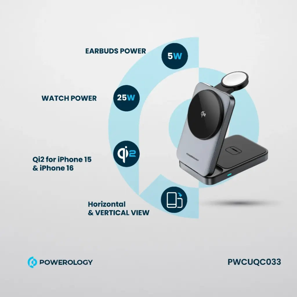 Powerology Qi2 Multi-Device Fast Charging Hub – Black