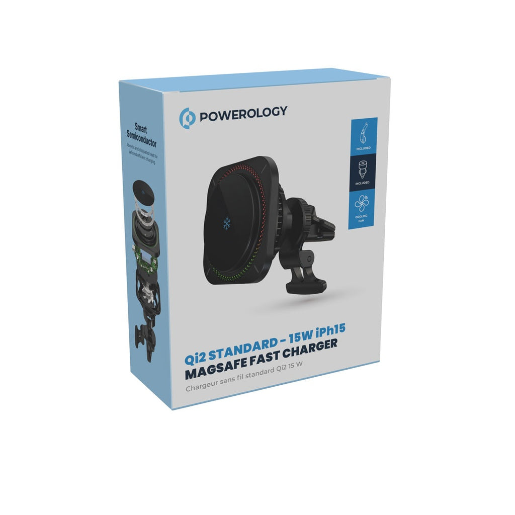 شاحن Powerology Qi2 Standard 15W مغناطيسي متوافق مع iPhone 15 - شحن سريع