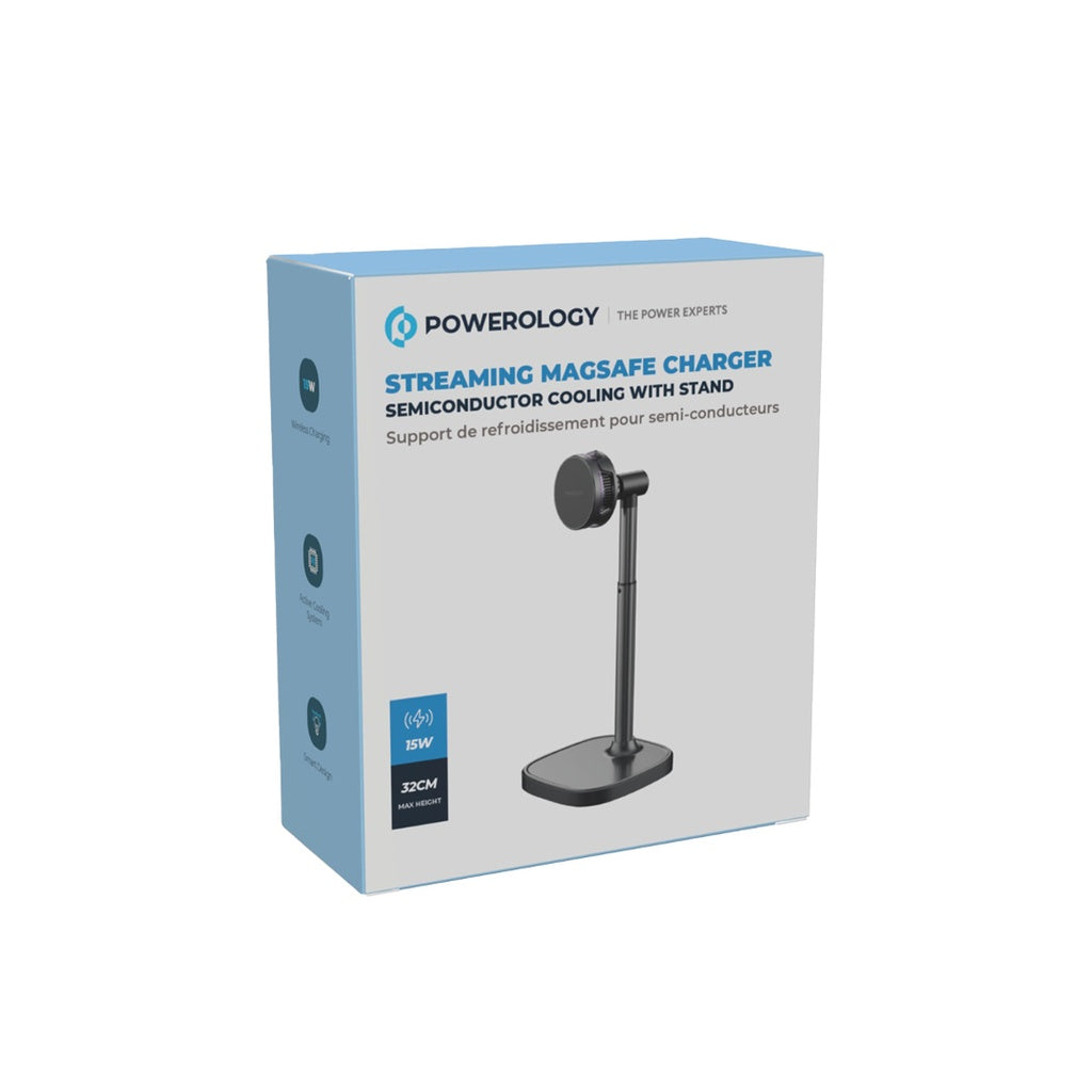شاحن Powerology MagSafe مع تبريد وحامل – أسود