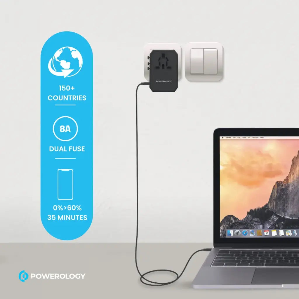 Powerology Universal USB-A Charger | 3-Port Fast Charging