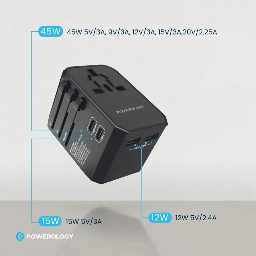 Powerology Universal USB-A Charger | 3-Port Fast Charging
