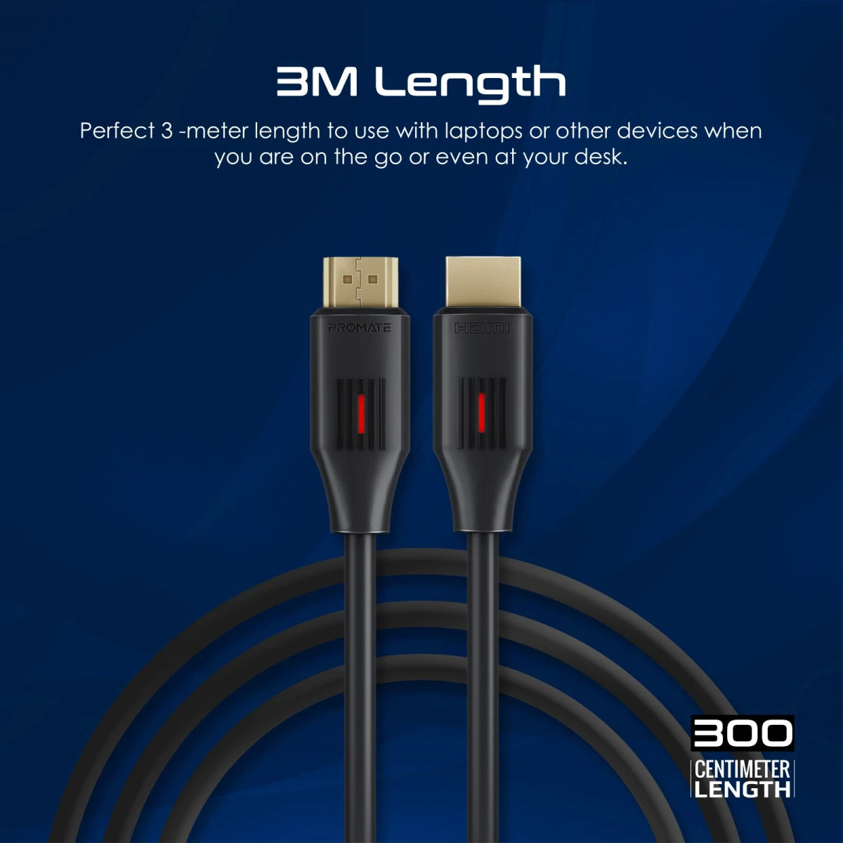 Promate ProLink4K60-300 HDMI Slim Cable 3m with 3D Support, 18Gbps, Ethernet Support