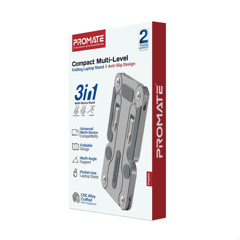 Promate FoldiX Compact Multi-Level Folding Laptop Stand w/ Anti-Slip Design