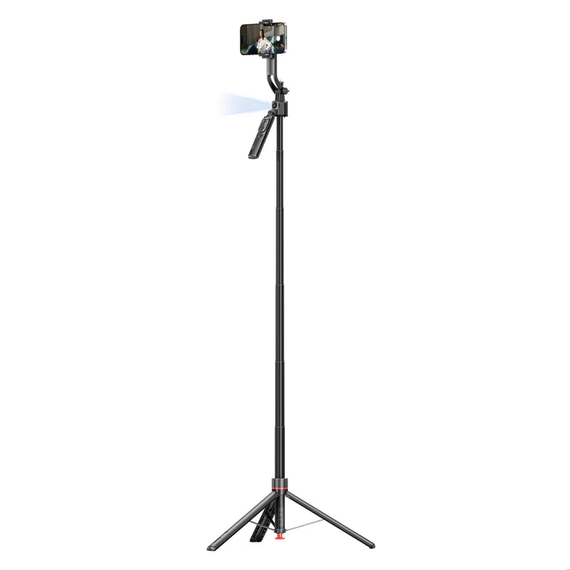 Promate TriPop-Ai 360° Ai Face Tracking Telescopic Selfie Stick with Auto Pop open Tripod Base