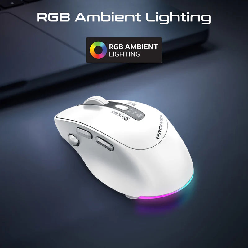 Promate Blix-3M Silent-Click 1600DPI Triple-Mode Rechargeable Mouse w/ Multi-Device Connectivity