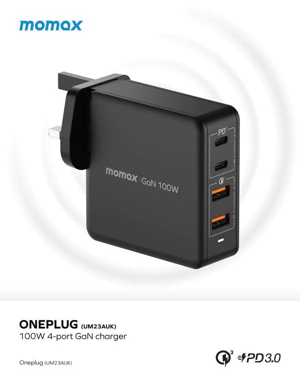 Momax ONEPLUG 100W 4 Port GaN Charger Fast & Efficient - Black & White