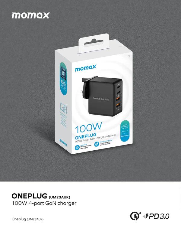 Momax ONEPLUG 100W 4 Port GaN Charger Fast & Efficient - Black & White