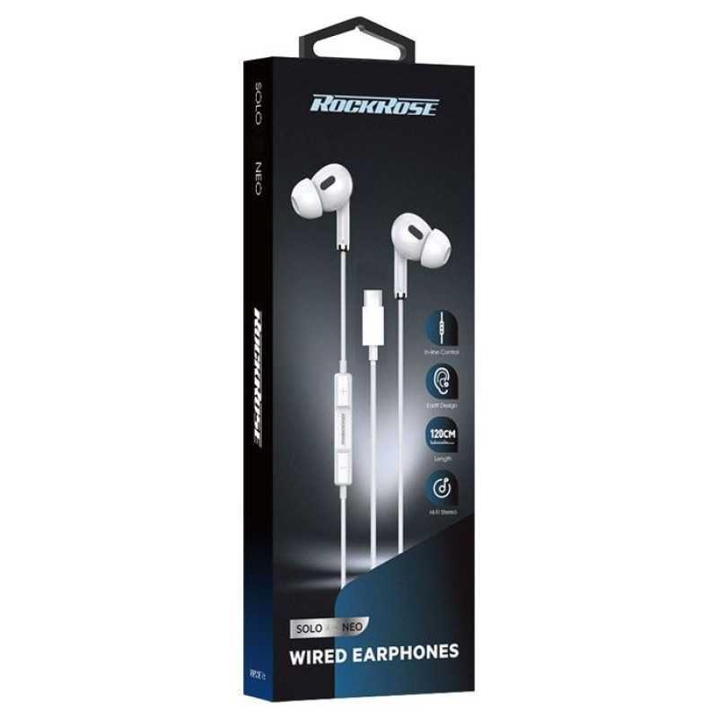 RockRose 3.5mm In Ear Earphones Clear Sound & Comfort - White