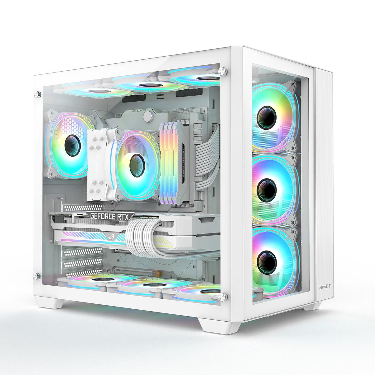 Huntkey Tornado Gaming Case Full View - White