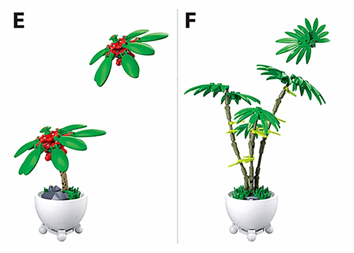 Sluban Tropical Potted Plants M38-B1075 - 532 Piece Building Set | Botanical Home Décor