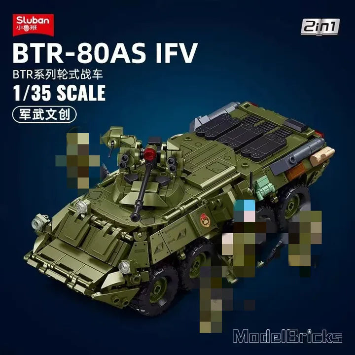 Sluban Modelbricks Tank BTR-80AS IFV 1:35 Scale 619 Pieces | M38-B1251
