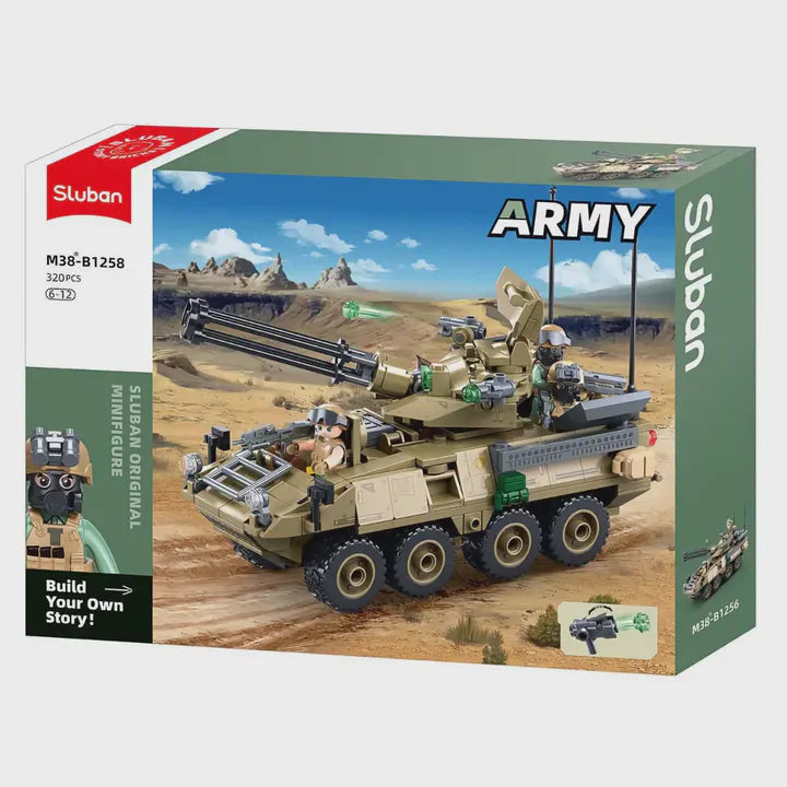 Sluban Army Tank OEF Stryker ADS Military Building Set 310 Pieces | M38-B1258