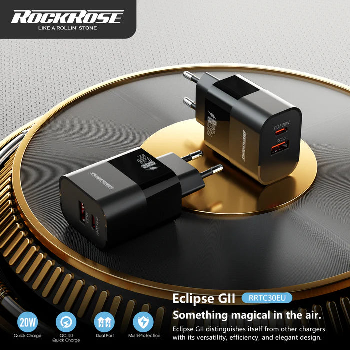 RockRose Eclipse GII 20W PD & QC 3.0 Dual Charger