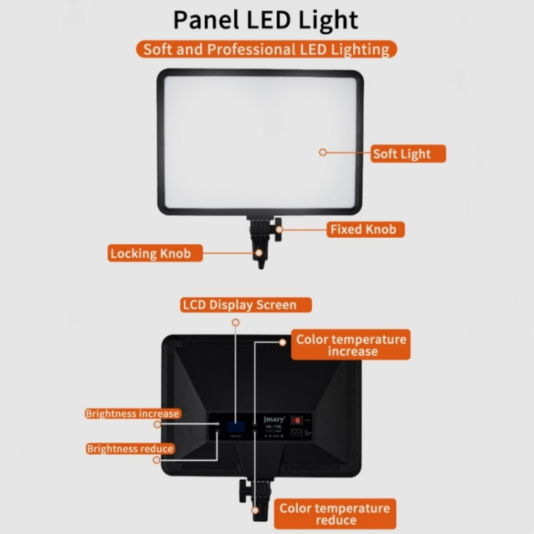 Jmary 17inch Video Conferencing Panel Studio Soft Light Photography LED Video Light - Black