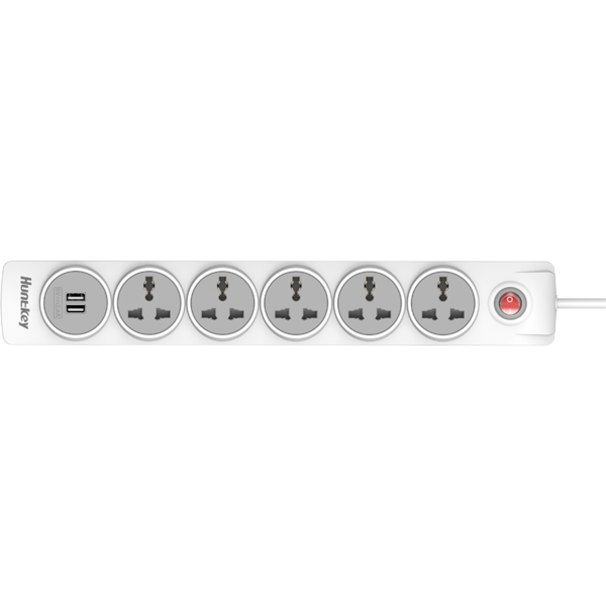 Huntkey Power Strip 5 Outlets 2 USB Ports 3m Cord