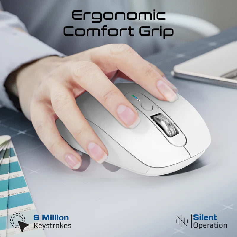 Promate SamoTri Tri-Connect Wireless Mouse with Rechargeable Battery, 2.4G and Dual BT Connectivity