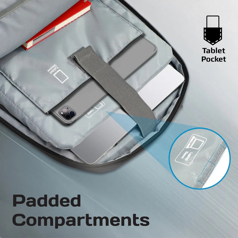 Promate Satchel-BP 15.6-Inch Laptop Backpack, Shoulder Backpack with Multiple Pockets - Black