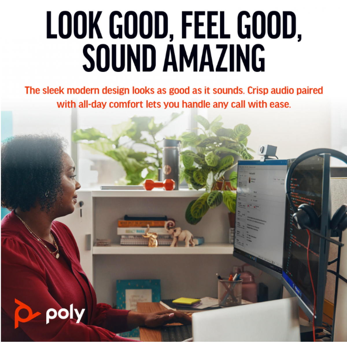 سماعة Poly Blackwire 3320 USB-C مع ميكروفون عازل للضوضاء