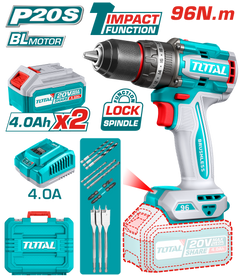 درل شحن بدون فحمات 96 نيوتن متر توتال 20V (TIDLI20968)