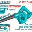 TOTAL 20V Brushless Cordless Blower | 72 m/s | 3 Speeds | Tool Only – No Battery & Charger | TABLI2068