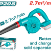 TOTAL 20V Cordless Blower | 18,000 RPM | 2.7 m³/min | Tool Only – No Battery & Charger | TABLI2078