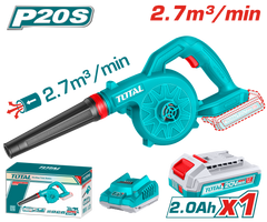 TOTAL Cordless Blower with 2.0Ah Battery and Charger – 20V, 18000rpm, 2.7 m³/min Air Volume (TABLI20781)
