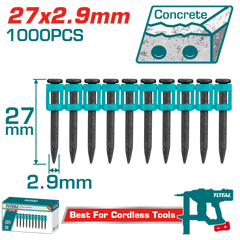 TOTAL Continuous Firing Nails 27mm – 60# Steel 1000pcs/Box (TAC02271)