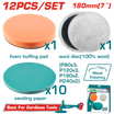 TOTAL Polishing & Grinding Set – 12 Pcs, 180mm | 7", Wool Disc, Foam Pad, Sanding Papers (TAC18012)