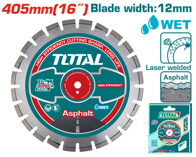 TOTAL 405mm Diamond Disc for Floor Saw – 16" Laser Welded Asphalt Cutting Blade (TAC2164053)