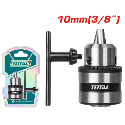 TOTAL 10mm Keyed Drill Chuck – 3/8"-24UNF Replacement Chuck with Key (TAC451001)