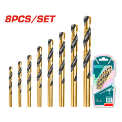 TOTAL 8 Pcs HSS Twist Drill Bits Set (TACSD0801)