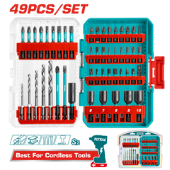 TOTAL 49 Pcs Impact Screwdriver Bits Set – Mixed Lengths, Nut Drivers & Drill Bits (TACSDL24906)