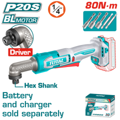 TOTAL 20V Cordless Angle Impact Driver Brushless – 80Nm Right Angle Design (TAIRLI2081)