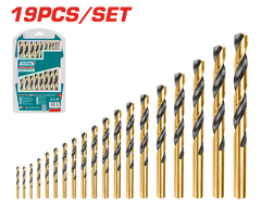 TOTAL 19 Pcs HSS Twist Drill Bits Set – 1mm to 10mm (TAKSDB9195)