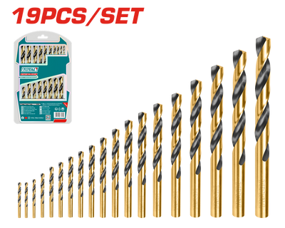 TOTAL 19 Pcs HSS Twist Drill Bits Set – 1mm to 10mm (TAKSDB9195)