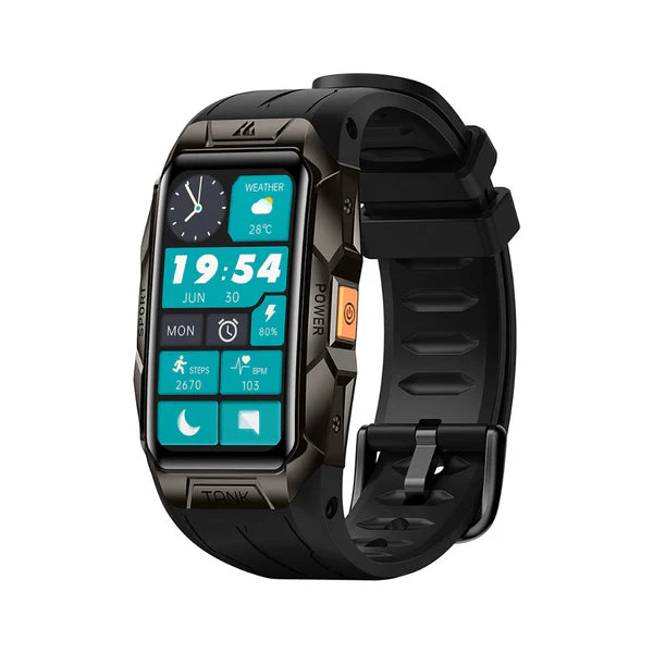 KOSPET TANK X1 Rugged Smartwatch with 3D Curved AMOLED Display - Black