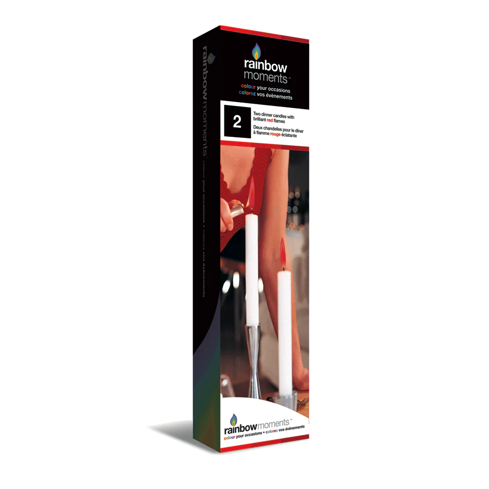 Rainbow Moments White Candles With Red Flame (2 Pcs)