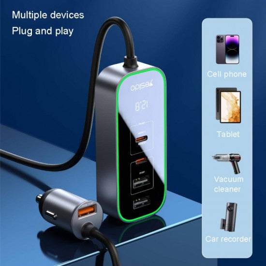 YESIDO Y53 5-Port 97W Car Charger with LED Voltage Monitor